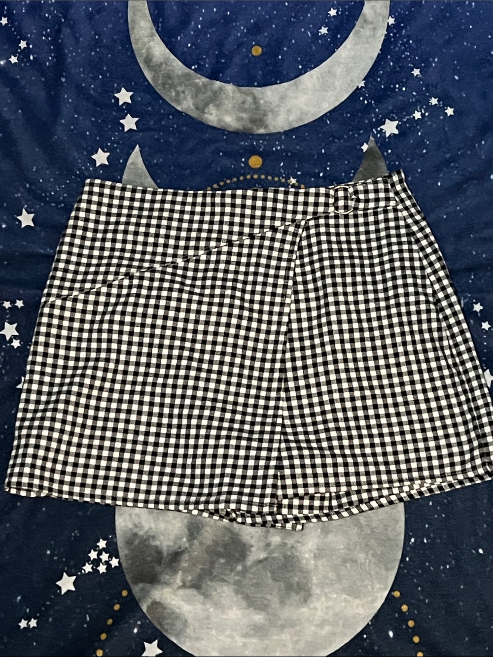 SO Black and White Gingham Mini Skort